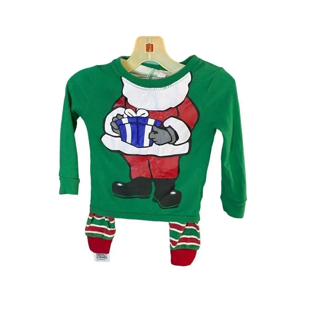 Kid Inc two piece Christmas, Santa striped pajamas, set size 18 months